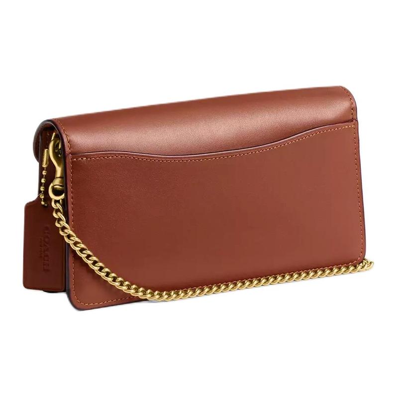 COACH Tabby 20 Classic Presbyopia Printed Metal Logo Exquisite Calf Leather Shoulder Bag Small Women's Brass Color with Havana Caramel Color
