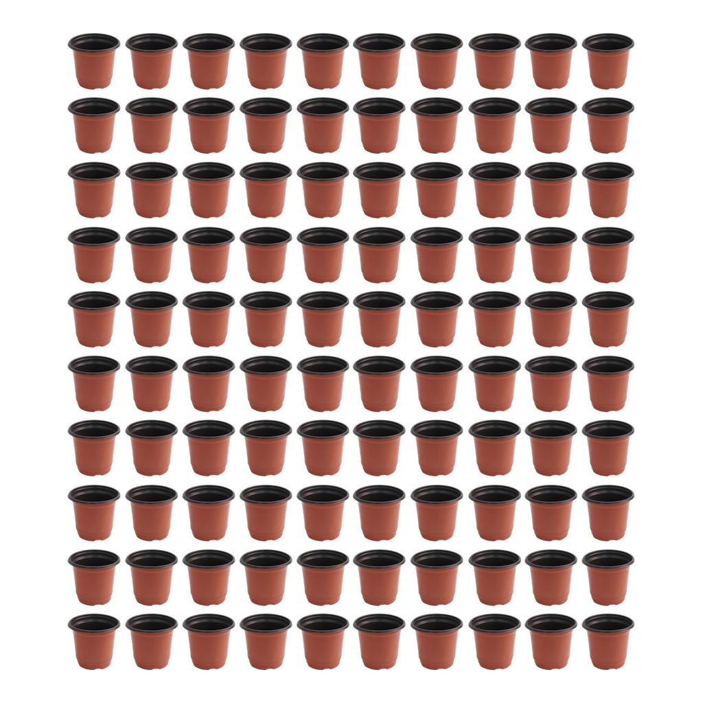 100 Round Plastic Transplant Pots for Herbs and Cuttings In Red and Black
