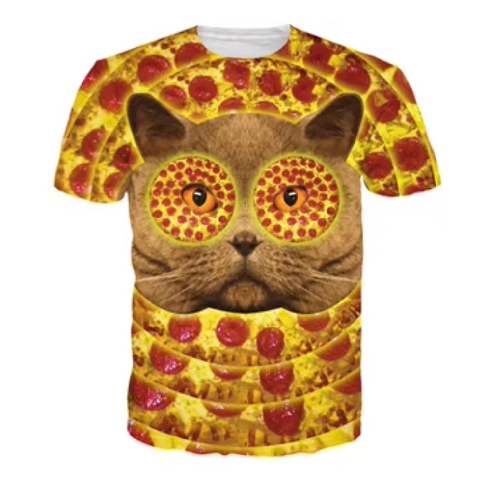 3D Printed Meow Star Cat Hip Hop Cartoon T-Shirt Summer Top