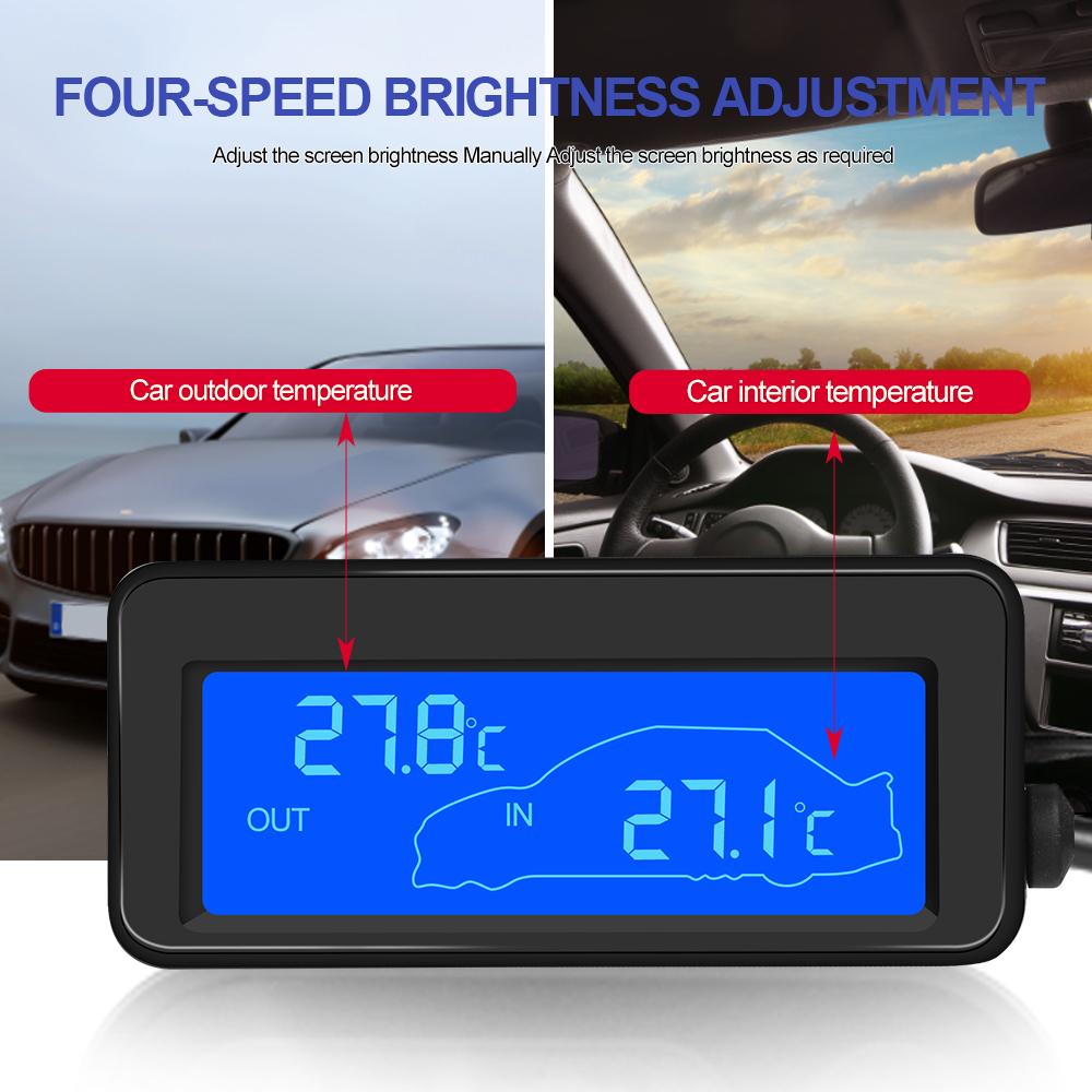 Мини ЖК-цифровой термометр для помещения/улицы с синей подсветкой для использования в автомобиле