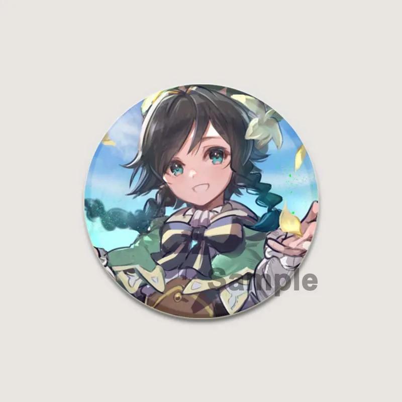 32/44/58 мм мультяшная фигурка Venti Jean HD принт брошь аниме значок Genshin Impact круглая витрина броши значки на лацкан ювелирные изделия подарочный аксессуар