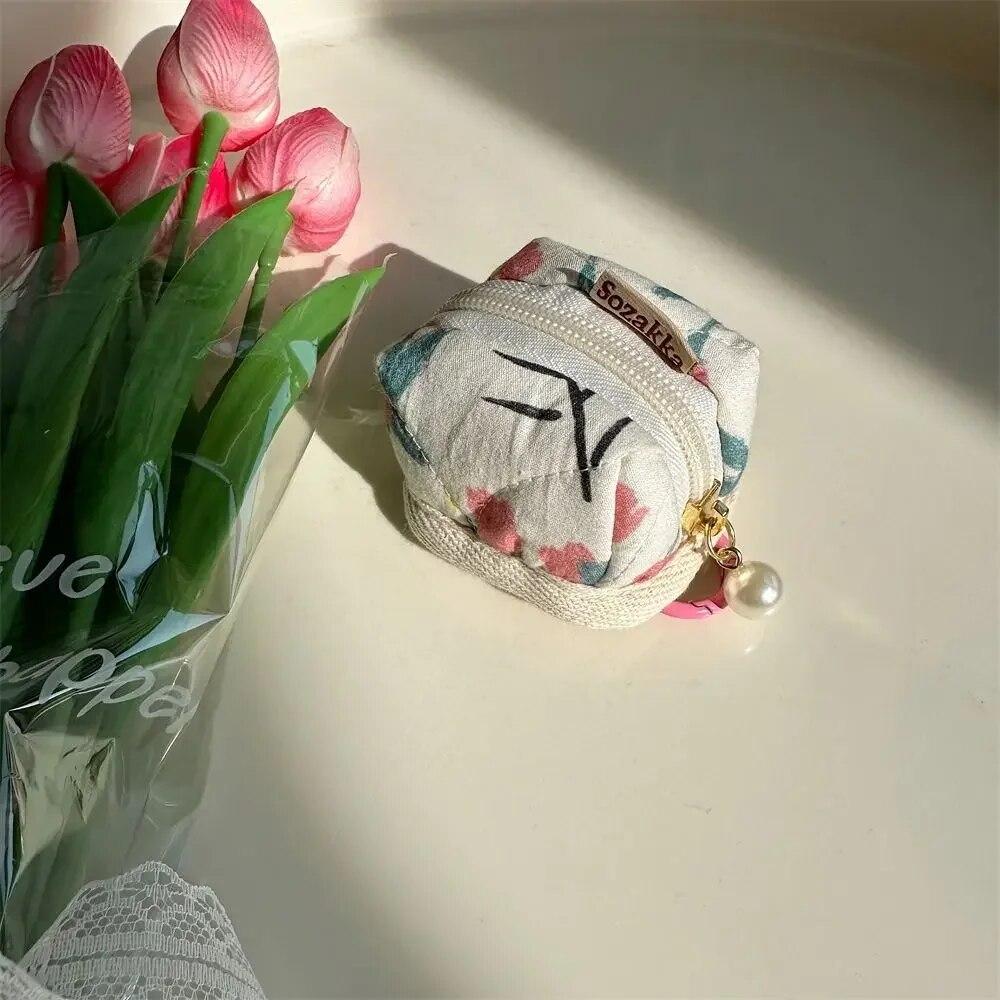 Мини-кошелек для монет, милый маленький цветок, сумка для хранения монет, маленький кошелек, держатель для ключей, подвеска, сумка для наушников