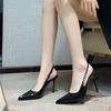 2025 Spring Autumn Women's Stiletto Heels Sexy Pointed Toe Club Sandals Rhinestone Open Toe Slip-On Shoes