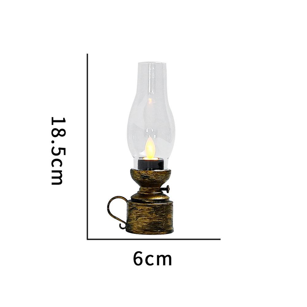 Vintage Decor Retro Candle Holder Candle Stick Lamp with Button Battery Table Light Oil Lamp