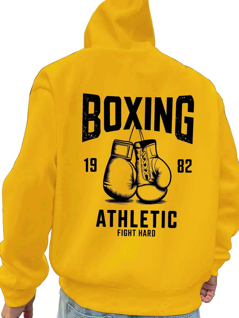 Boxing Athletic Fight Hard 1982 Vintage Boxing Gloves Graphic Hoodie Unisex Casual Pullover Hooded Sweatshirt