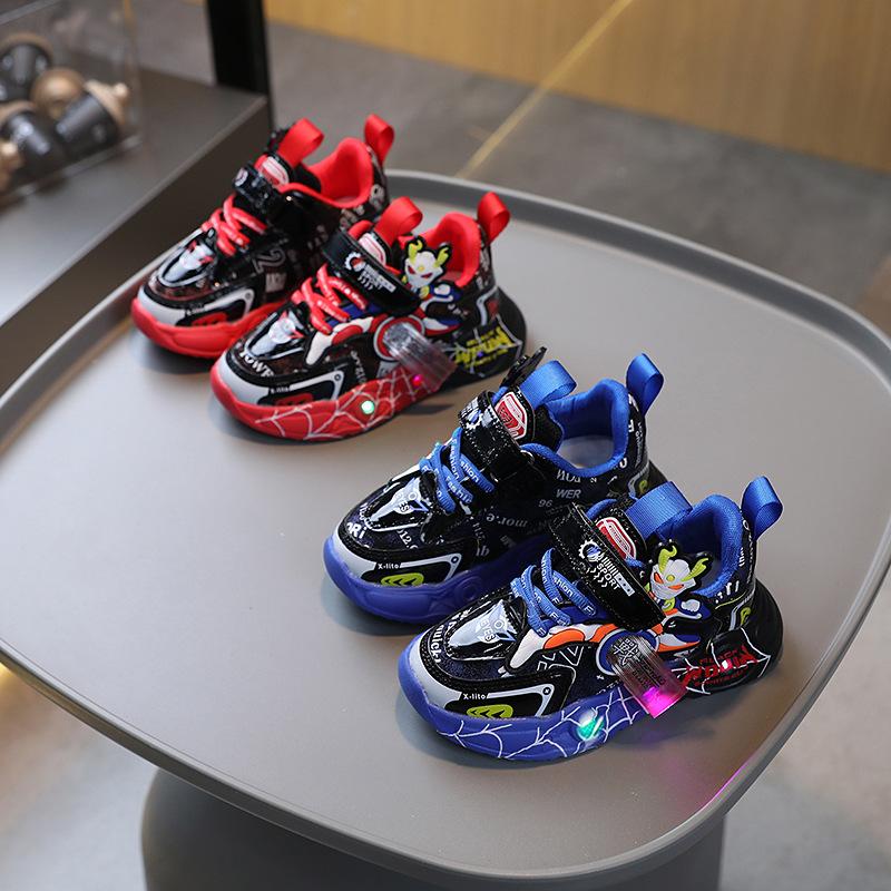 Мальчики Мультфильм Легкие Туфли Модные Легкие Туфли Весна и Осень Дети с Легкими Кроссовками