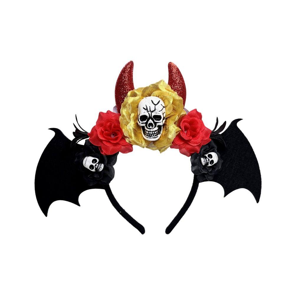 Gothic Halloween Skull Headband Simulation Flowers Day of The Dead Hairband Festive Decorations