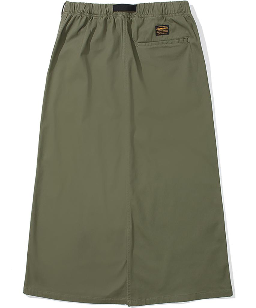 Columbia University M-Label Belted Peach Cotton Long Skirt Khaki