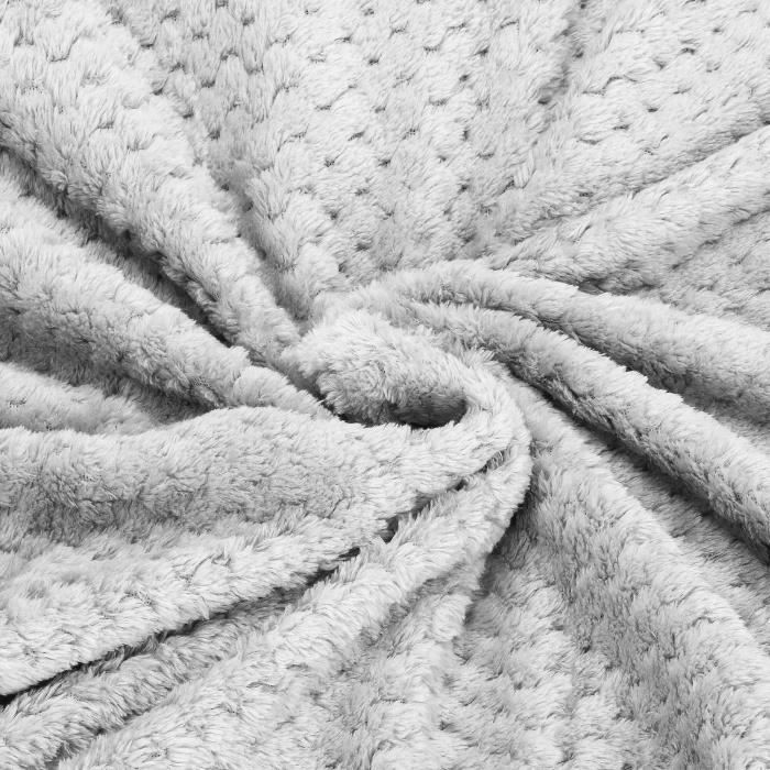 Покрывало - SPRINGOS® - Мягкий теплый плед - 200x220 см - 100% полиэстер - Светло-серый