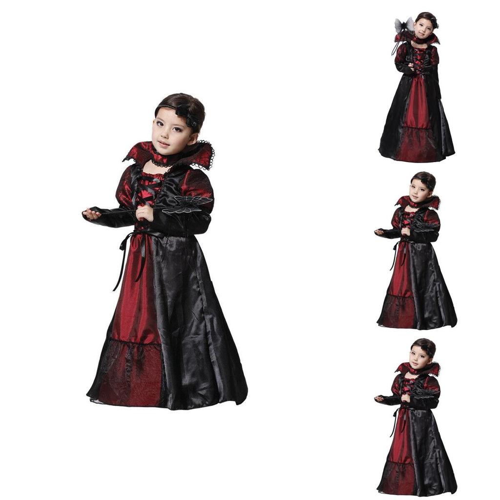 Spooky Witch Cosplay Vampire Maxi Dress With Soft Material For Girls Halloween