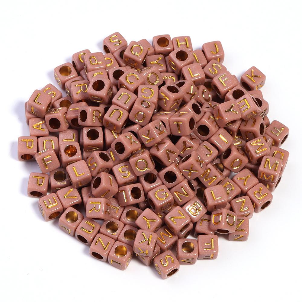 100pcs/Lot 6mm Mix Color Square Alphabet Letter Beads DIY Bracelets Necklace Big Hole Acrylic Beads for Jewelry Making Supplies