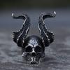 NEW Men's 316L stainless-steel rings Skull Ring Horned Satan Devil ring for teens gothic punk Jewelry Gifts