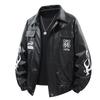 Мотоциклетный сервис Мужская куртка свободного кроя из высококачественной искусственной кожи, модная повседневная приталенная куртка с отложным воротником