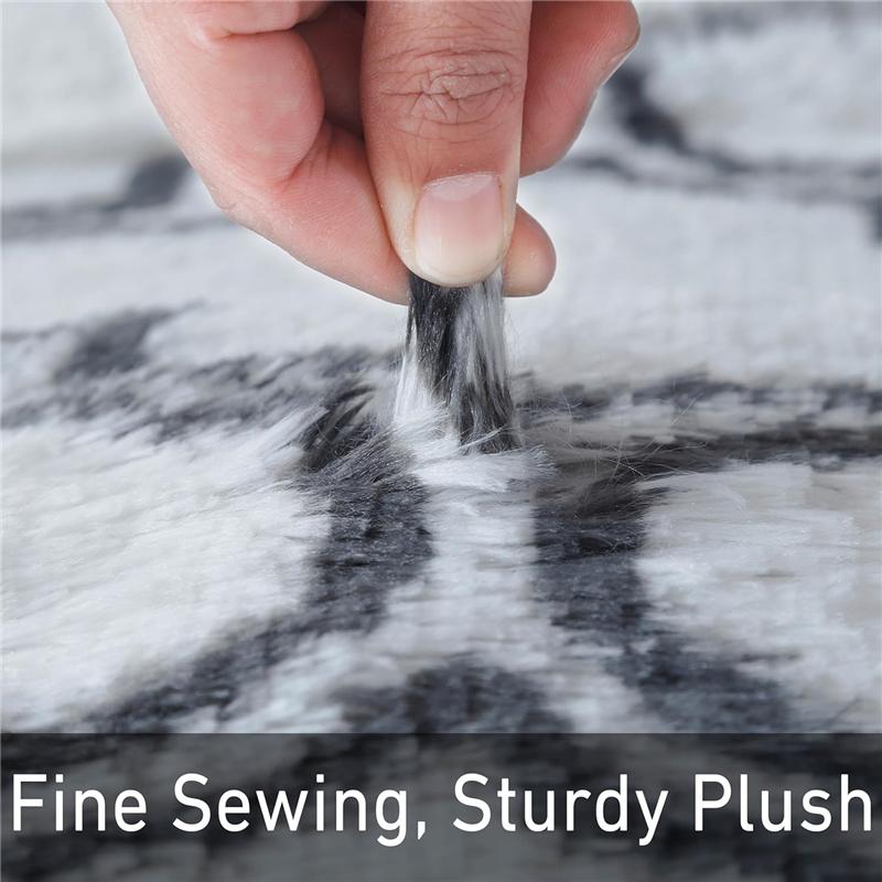 Роскошный геометрический ковер с белым клетчатым узором, ультрамягкий полиэстер, высокий ворс, нескользящий, современный, для помещений, ковер для игровой комнаты, спальни, гостиной, ковер для детской