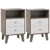 Industrial-Scandinavian Mix Bedside Table, with Drawers and Shelf