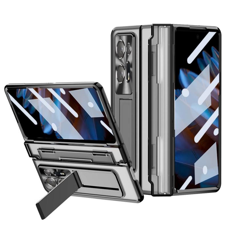Oppo Find N2 Clear Electroplated PC Case With Integrated Stand Shockproof Scratch Resistant Slim Cover Foldable Phone