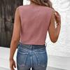 Women's Sleeveless Vest Top V Neck Button Down Crop Tank Top Summer Going Out