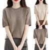 Women's Short Sleeved Knitted Sweater Round Neck Loose Thin Top