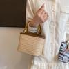 Weaving Bag Summer New Bamboo Handle Tote Straw Bag Niche Simple Shoulder Crossbody Bucket Bag Women's Bag KTY