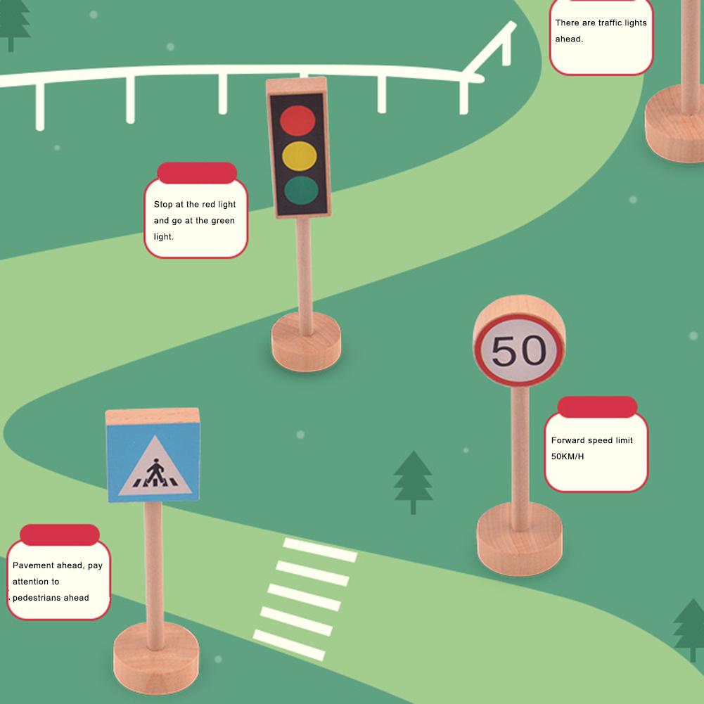 Забавные деревянные дорожные уличные 16 шт./компл. дорожные знаки, модель блока, образовательные детские игрушки