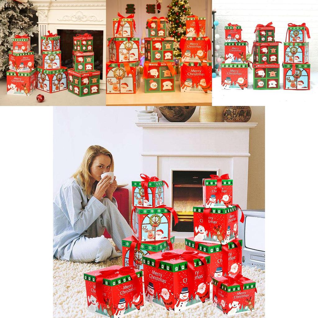 Восхитительная коллекция из 3 премиальных больших подарочных коробок на Рождественский сочельник с элегантной крышкой и лентой