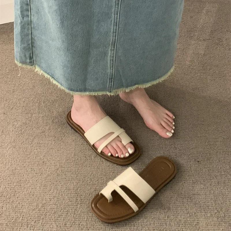 2024 Летние женские тапочки-гладиаторы, модные элегантные туфли на плоской подошве с застежкой-молнией, женские повседневные пляжные шлепанцы, сандалии