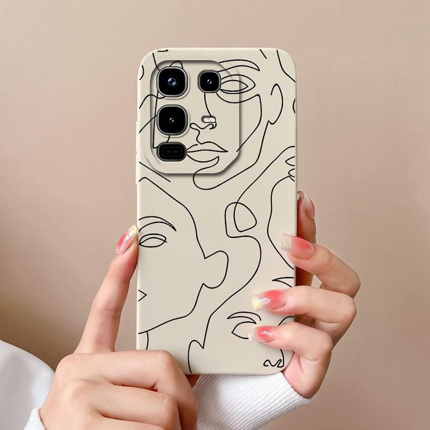 Чехлы для Infinix Note 50 50X 50S Pro Plus 4G 5G Популярные узоры в виде линий Квадратный Жидкий силикон Защита объектива Противоударный чехол для Infinix Корпус Capa