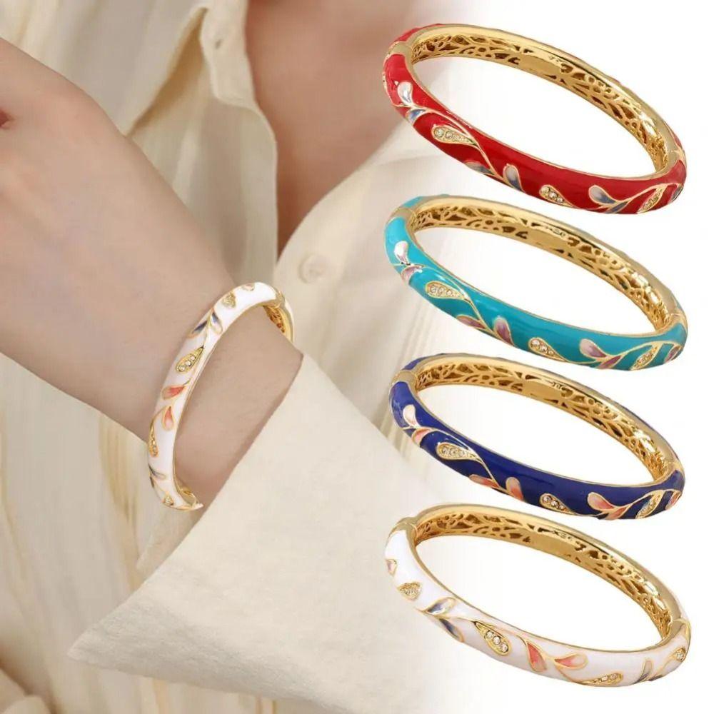 Эмаль Винтажный браслет-перегородчатая эмаль традиционный женский браслет на руку ажурный цветочный браслет для девочек