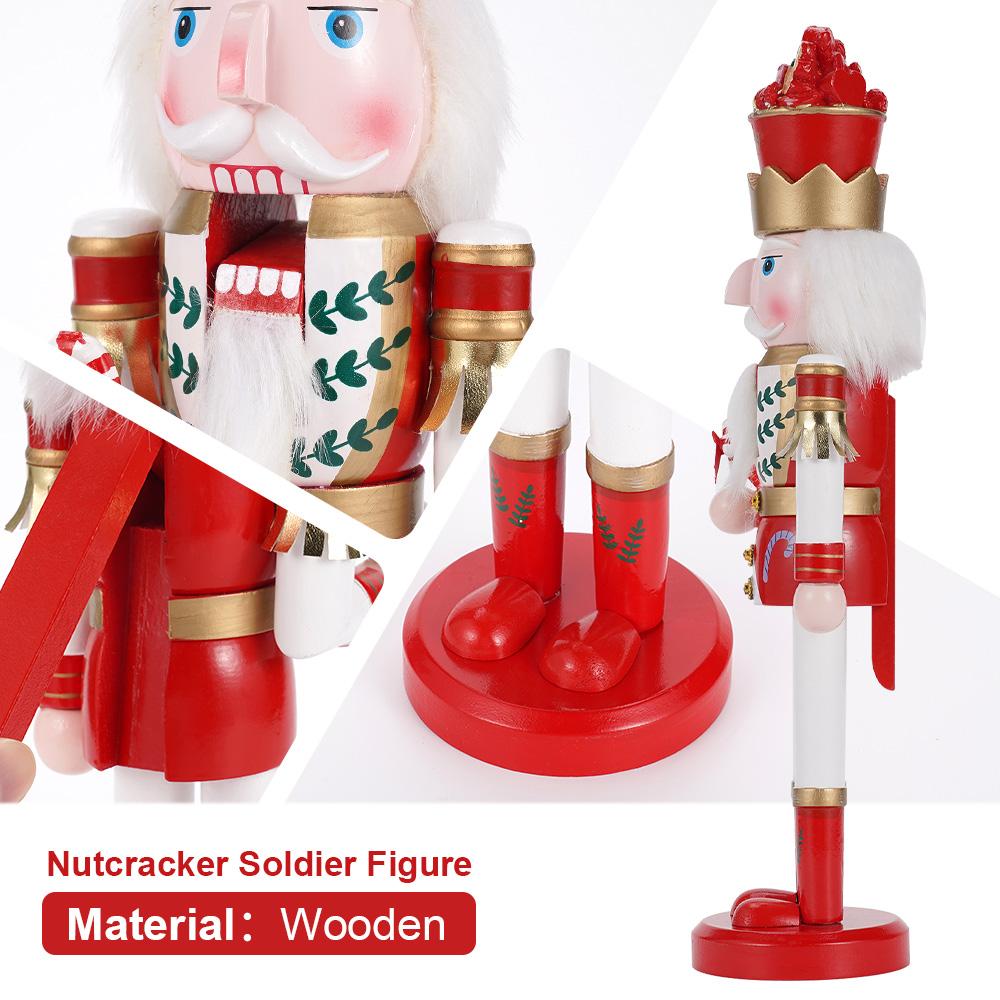 2Pcs 38CM Christmas Nutcracker Soldier Desktop Ornament Candy Series Wooden Handicraft Puppet Christmas Gift Home Decoration