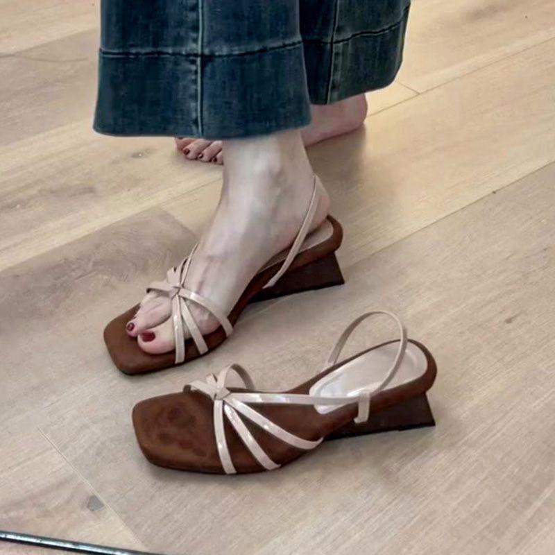 Women's High-heeled Sandals Women's Summer Wear Fashion and High-end Sense Not Tired Feet Thick Soles with Skirts Slope Heels Roman Women's Sandals