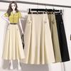 2025 Spring Women New Skirts Vintage Loose Elastic Waist Pleated Elegant Long Skirts Plus Size