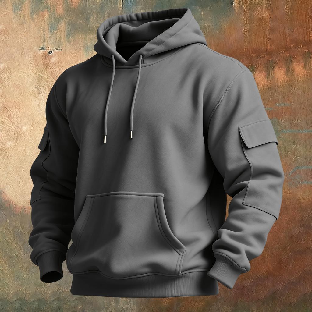 Men's Solid Color Sweatshirt Hoodie Men's Sports Large Size Casual Sweatshirt