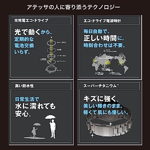 [Citizen] Atessa Moon Phase Radio Solar Waterproof Watch BY1004-17X Men's Black