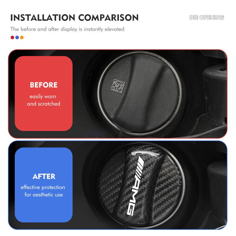 ZQE1  Carbon Fiber Car Fuel Tank Cap Oil Cover Decoration Accessories For Mercedes Benz AMG A B C E S G Class W201 W210 W108 W205 W203