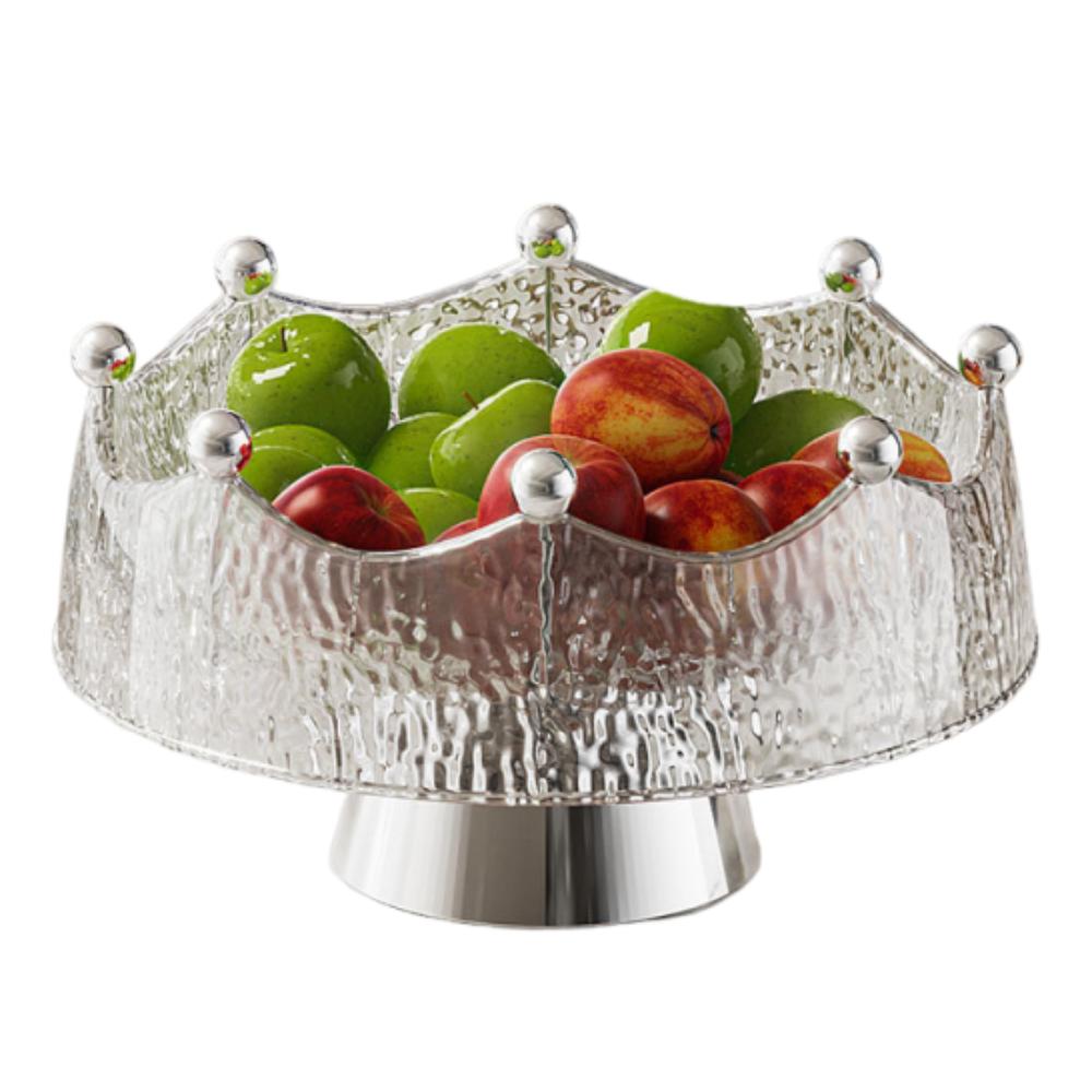 Plastic Fruit Water-Filtering Bowl Crown Design Snack Storage Plate Salad Plate Fork Set Picnics