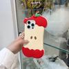 For iPhone 15 Pro Silicone Case Cute Eaten Apple Design Shockproof Phone Back Cover