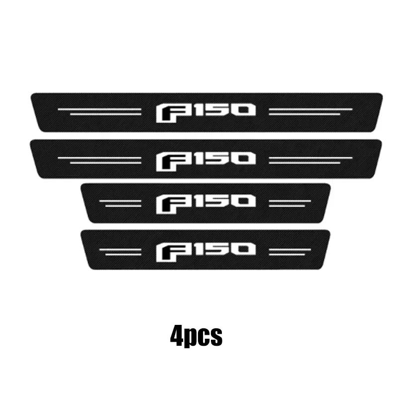 AAANG1 New Carbon Fiber Car Door Sill Sticker Threshold Side Anti Scratch Sticker For Ford F150 Logo Waterproof Decal Car Accessories