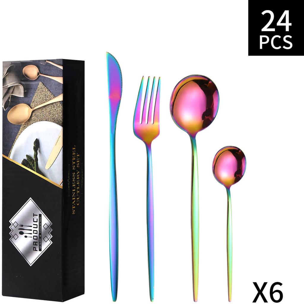 Набор столовых приборов Посуда из нержавеющей стали Набор из 24 ножей Вилки и ложки