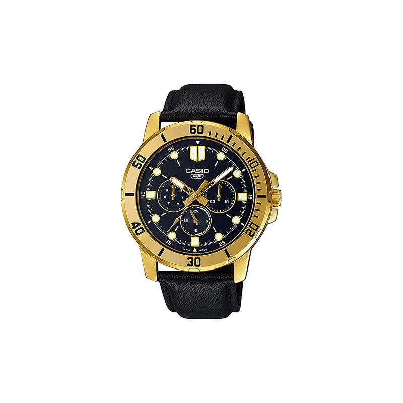 Casio Серия STANDARD Серия STANDARD Простые Повседневные Модные Кварцевый Механизм Кожаный Ремешок Японские и Корейские Часы Мужские Часы Черные MTP-VD300GL-1E