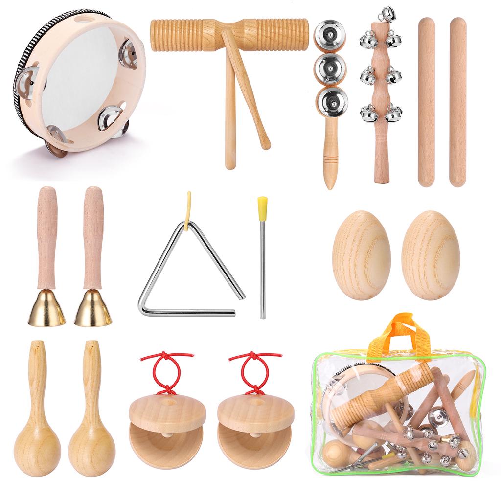11pcs Children Hand Percussion Instruments Kit Portable Kids Music Enlightenment Musical Instruments Set