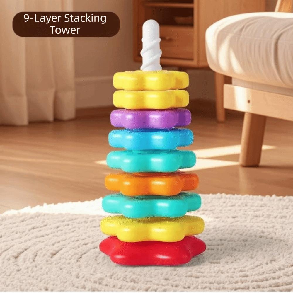Rainbow Colored Spinning Stacking Toys Stacking Puzzle Baby Stacking Puzzle Kids Gift