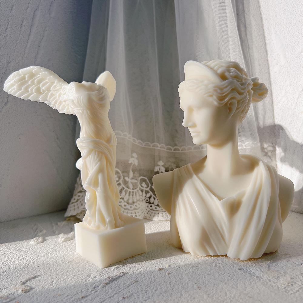 Samothrac Winged Victory Candle Mold Greek Statue Goddess Silicone Mold Winged Angel Figurine Sculpture Art Wax Candles Mould