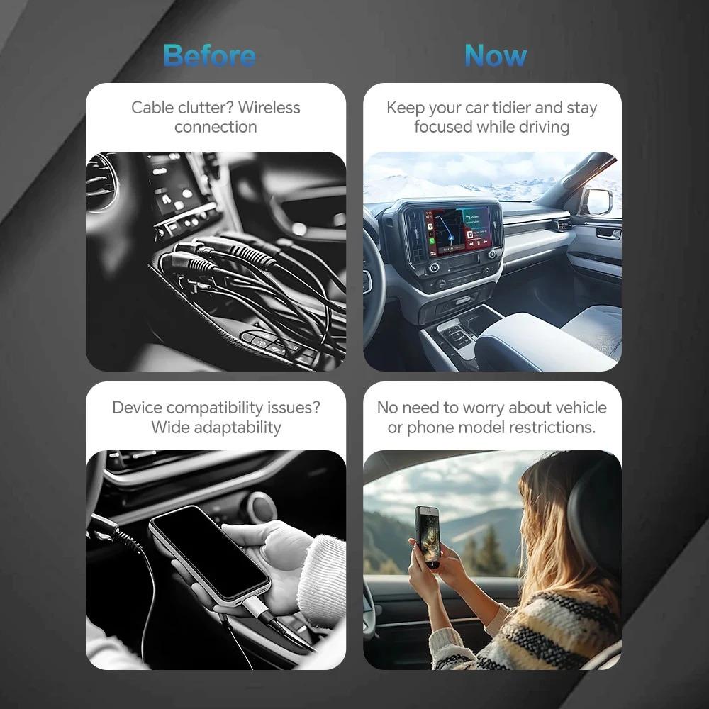 2 in 1 Mini Wireless CarPlay Adapter Android Auto Plug&Play Wireless Smart Car AI Box Intelligent Systems Car Accessories