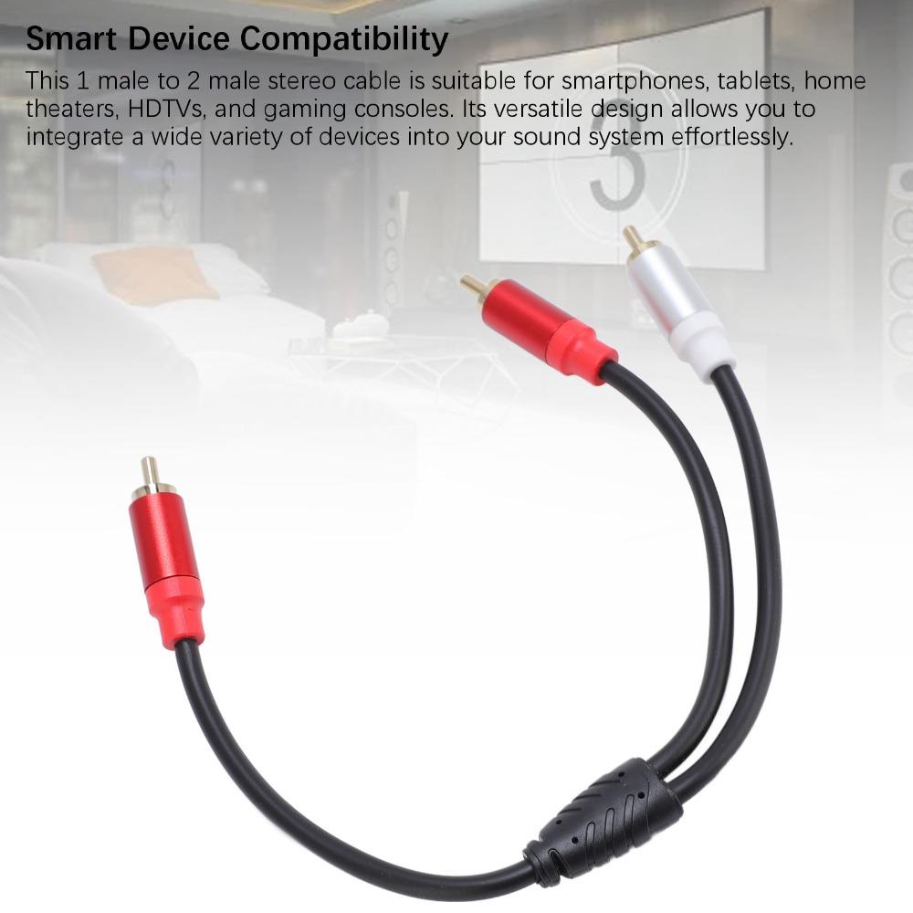 2PCS 11.8in RCA Y Splitter Cable Stereo Audio Cable for DVD TV HDTV VCR CD Player