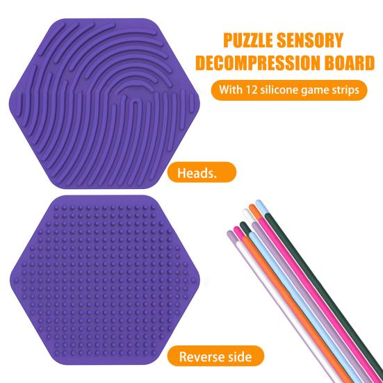 Hexagon Sensory Activity Board Calming Stress Relief Silicone Strip Fidget Toy Fine Motor Skill Development Kids Teens Adults Educational Busy Board