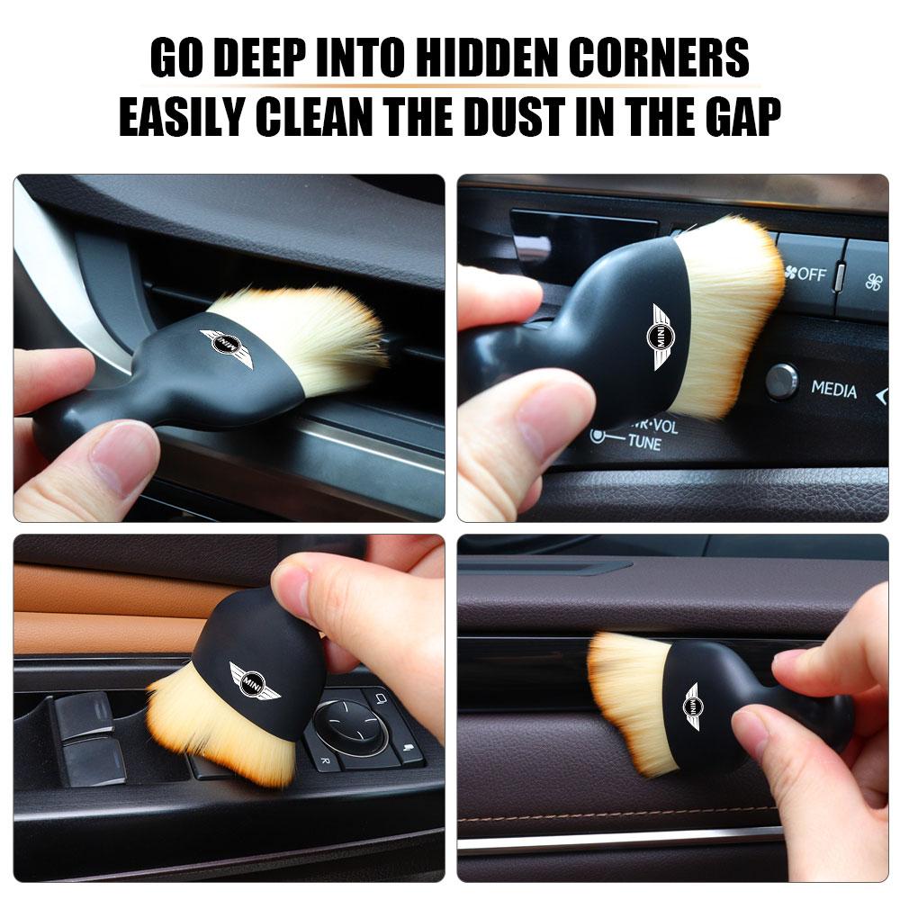 For MINI Cooper S JCW WORKS R55 R56 F55 F56 R57 R58 Car Logo Cleaning Brush Dust Removal Tidying Tool Auto Interior Accessories dd33