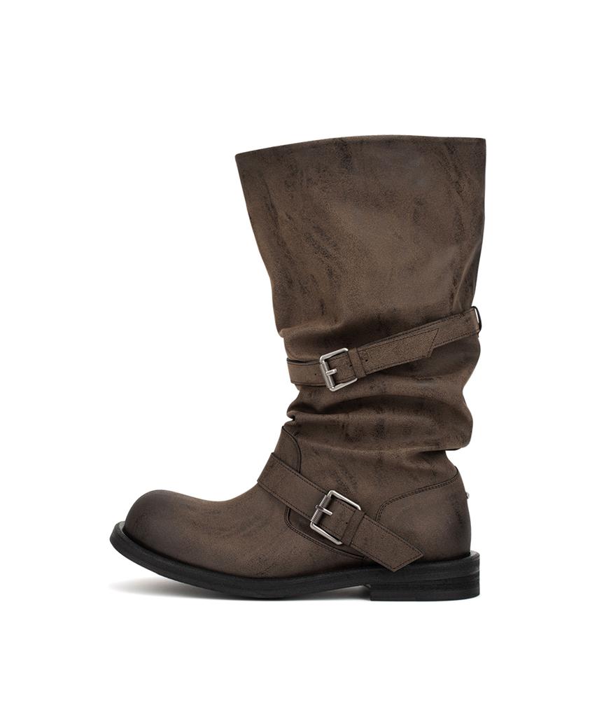 Negative Three (Men )Slouchy Long Boot_Washed Brown