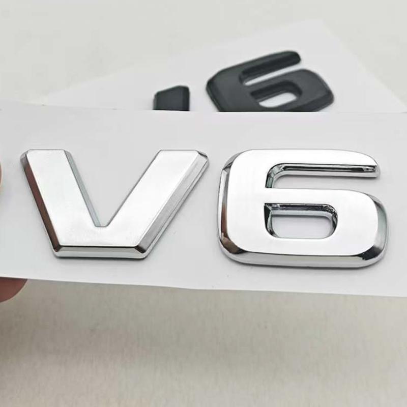 3D ABS Car Letters Logo V6 Badge Sticker Rear Trunk Emblem Decals For Mercedes Benz GLE ML SLK Class W204 C280 Auto Accessories