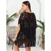 Plus Size Women's Sexy Lace Hollow Out See Through V-Neck Split Beach Dress Cover-ups