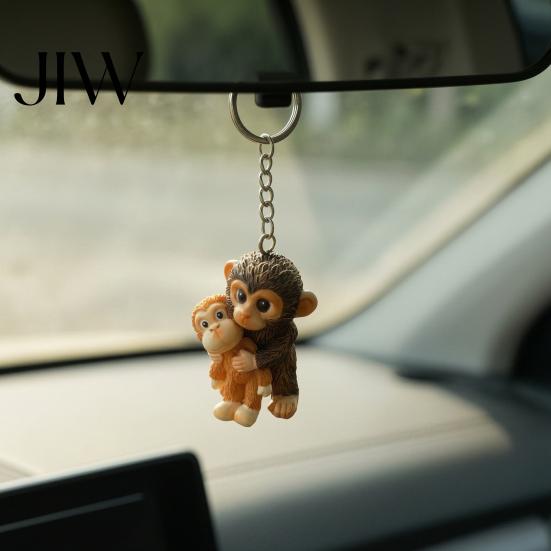 Portable Monkey Charm for Purse 3D Punch Keychain, Protect The Hanging Ornament, Easy to Assemble Key Ring Cute Resin And Orangutan Keyring